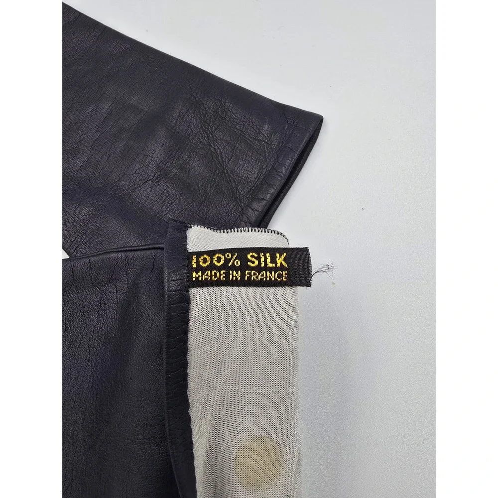 Vintage BENLUX Paris Women's Long Kid Leather Gloves Silk Lined Mid Length 6 3/4